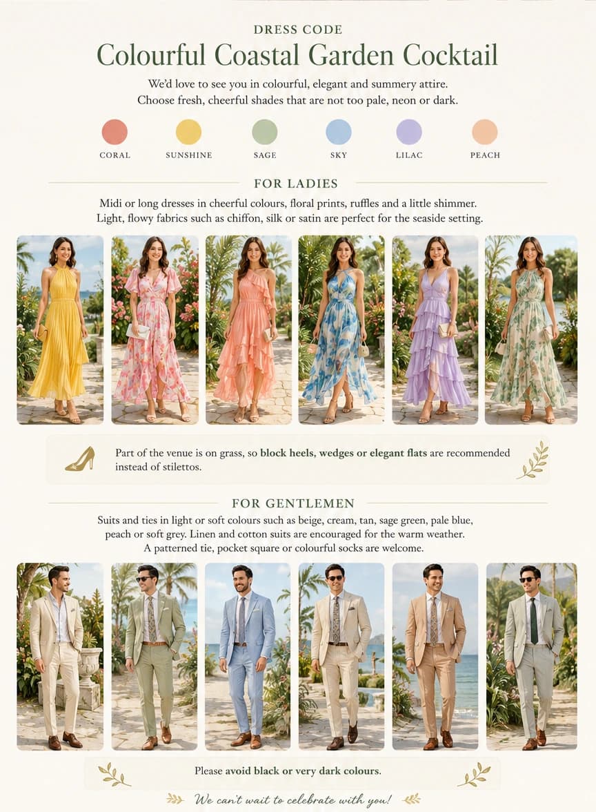 Ian and Phy's illustrated colourful coastal garden cocktail guide