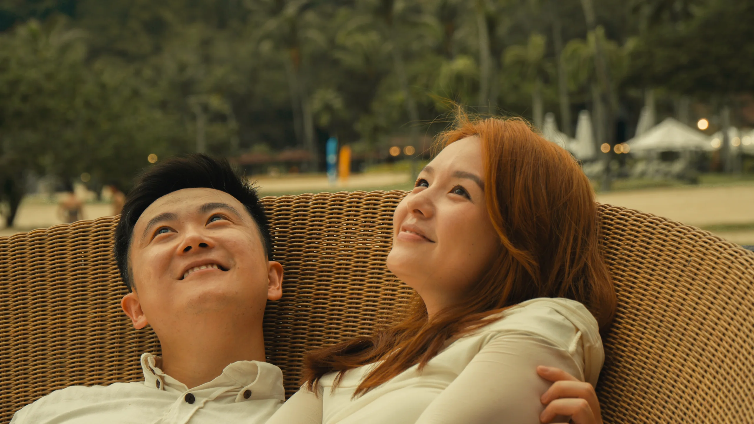 Ian and Phy looking up together at Rasa Ria